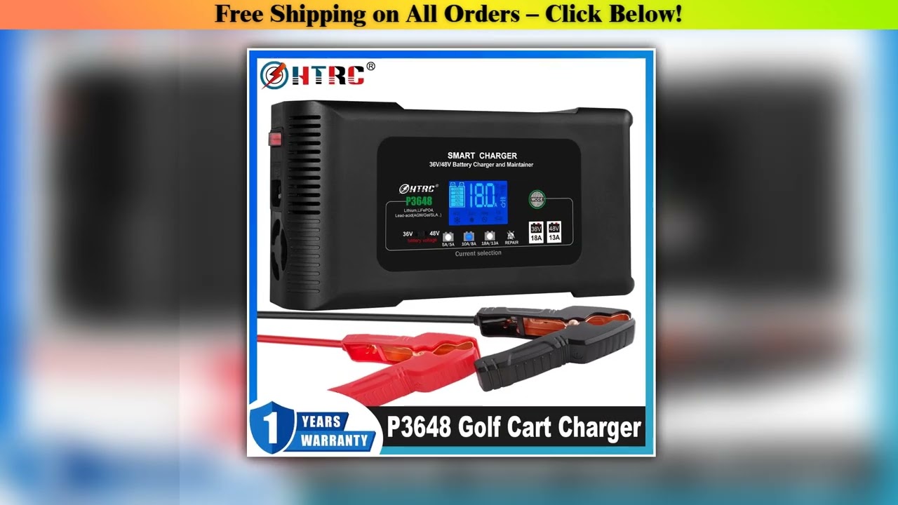 HTRC 36V/18A Golf Cart Battery Charger 48V/13A for EZ-GO RXV TXT Club Car Yamaha AGM LiFePO4 PB