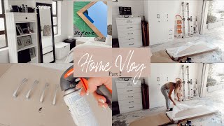 Home Vlog P2: Garage Update, DIY Ottoman Upholstery + adding a small touches around the house 🤍