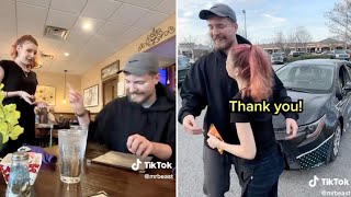 Mr beast tipped a car to waitress #mrbeast