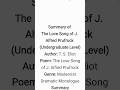The Love Song of J. Alfred Prufrock Summary