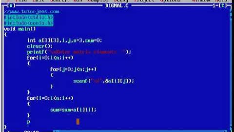 Sum of diagonal elements in matrix in C Programming Tamil