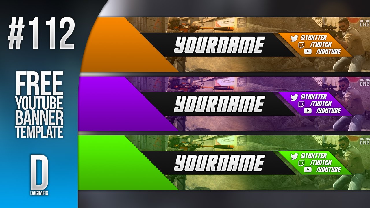 CSGO YouTube Banner Template 112 - Free Photoshop Download