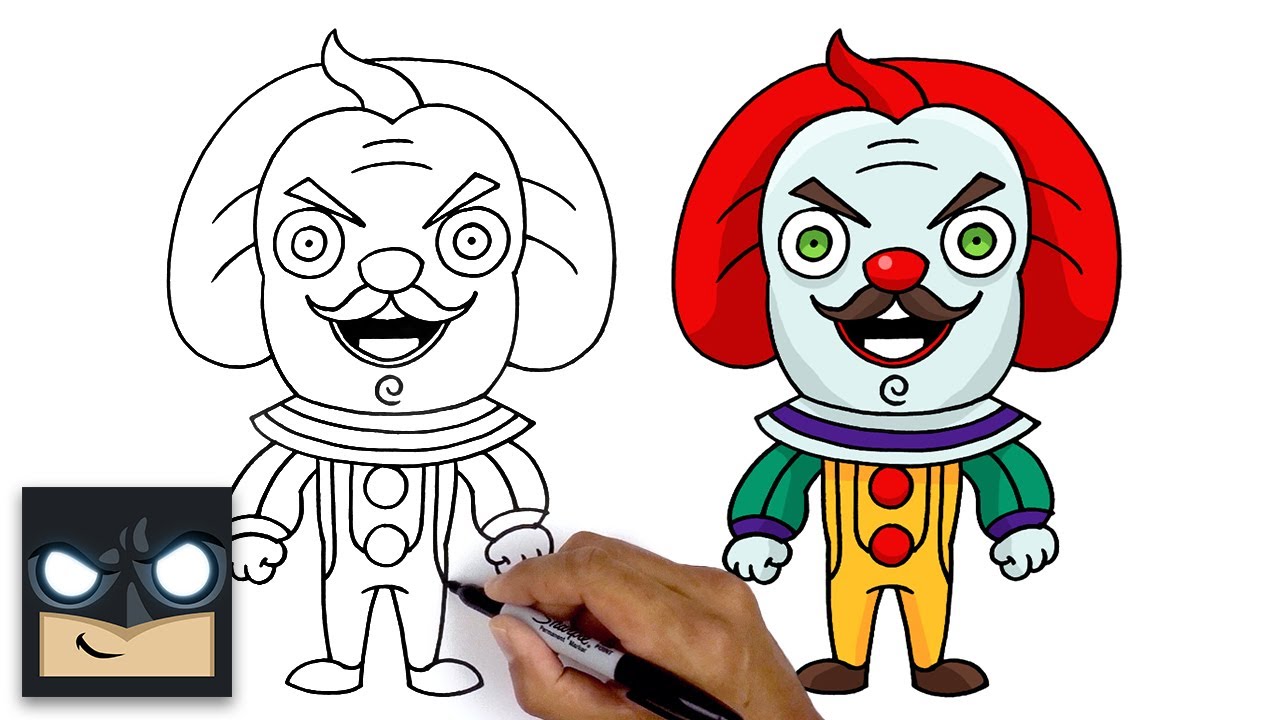 How To Draw The Clown Secret Neighbour - YouTube.