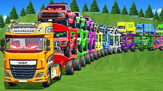 DAF TRUCK TRANSPORT OF COLORS! COPS RAPTOR, SUPRA POLICE, GARBAGE TRUCKS, THUNDER 4X4! FS 25