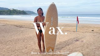 Waxing fish surfboard on the beach with me and my friends #waxing #surfboards #surfergirl #surfing