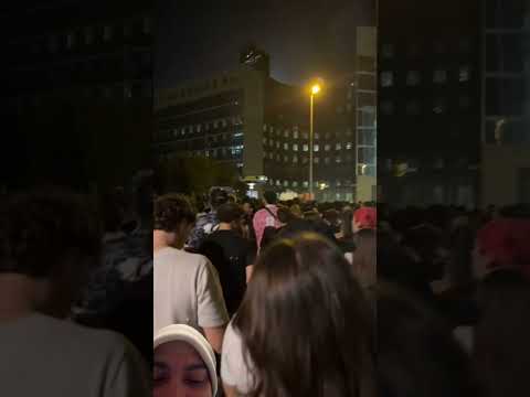 Video Protestors in France really balanced a car on a light pole