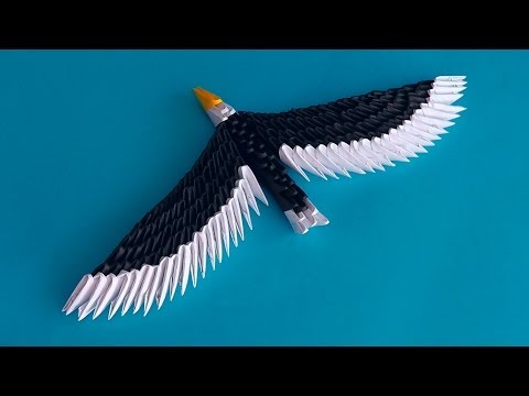 How to make a paper hawk (an eagle). 3D origami tutorial (instructions)