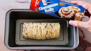 Baking Pillsbury Cinnamon Rolls in a bread pan like this