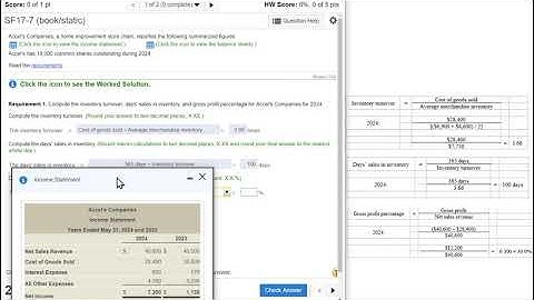 Exercise 17-7 Inventory, Gross Profits, Receivable Ratios, 13th Edition