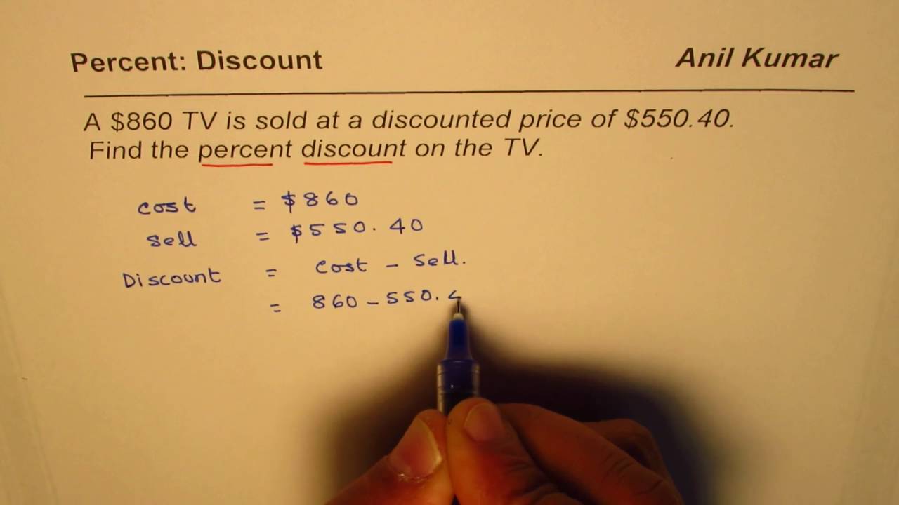 How to find percent discount from cost and selling price