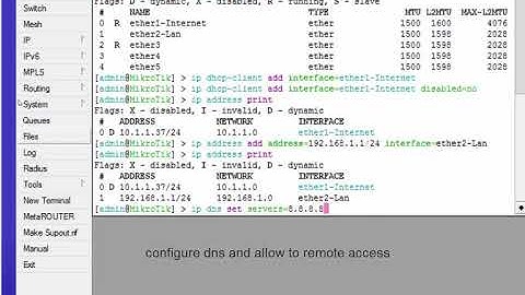 Configure mikrotik router with terminal