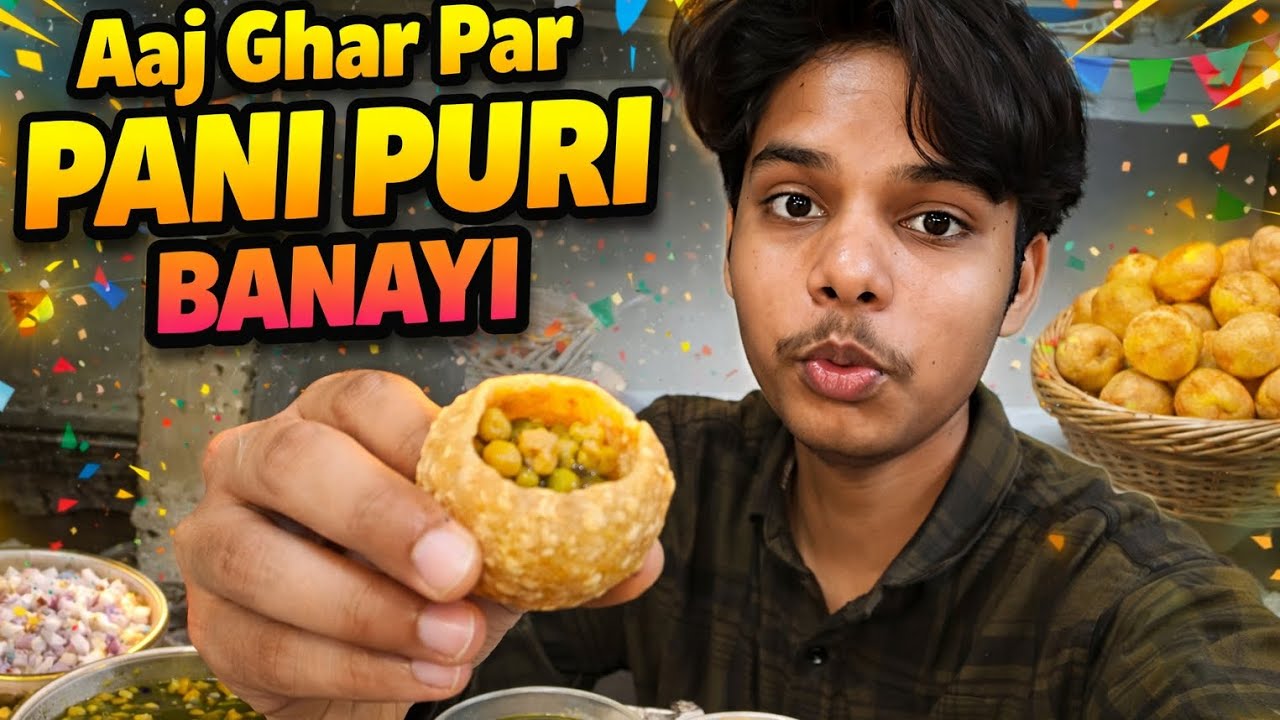 Aaj Ghar Par Pani Puri Banayi😎🤤#panipuri #vlog #food #AdarshKeVlog #adarsh 
