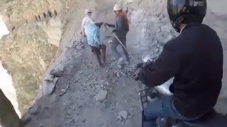 Crossing one of the most Treacherous Road in Spiti Valley, India