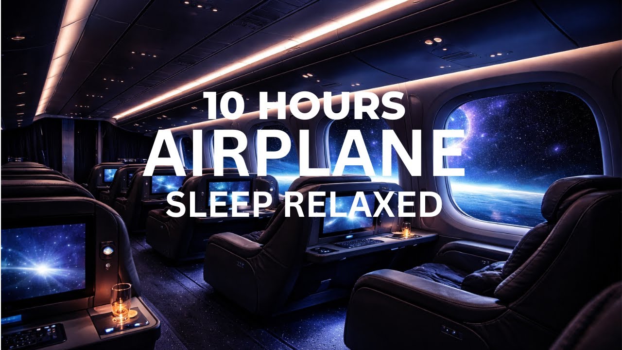Airplane Sound for Sleeping | Deep Sleep White Noise | Space Ambience | Black Screen | 10 Hours