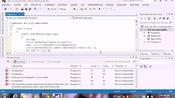 C# programa que lee un numero entero e imprime los numeros enteros comprendido entre 1 y el numero