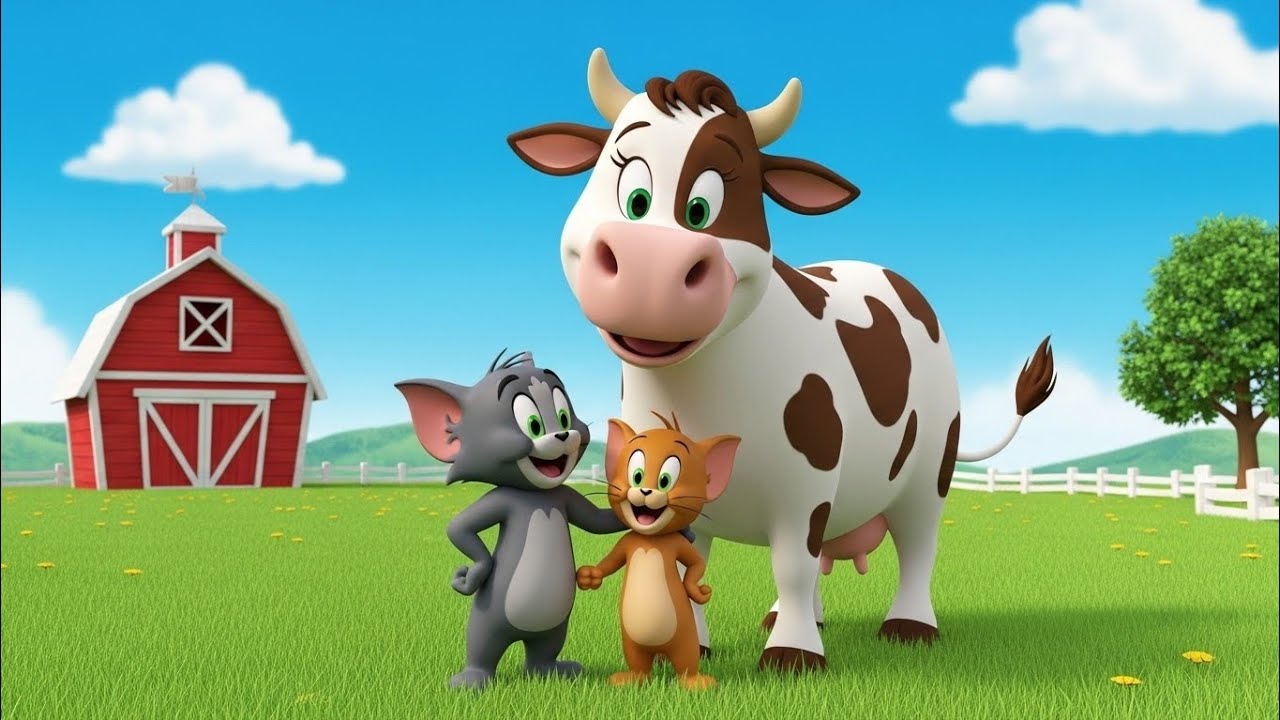 Tom and Jerry with the Funny Cow 🐮 | Farmyard Adventure for Kids 🌾🎵