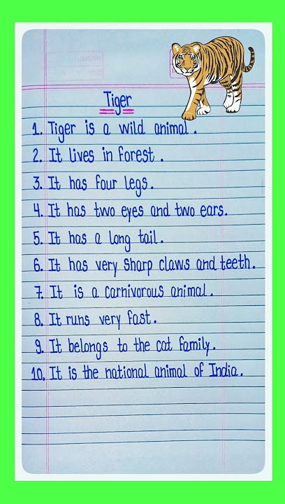 10 lines on Tiger in English/Essay on Tiger in English/Tiger Essay in English/Paragraph On Tiger