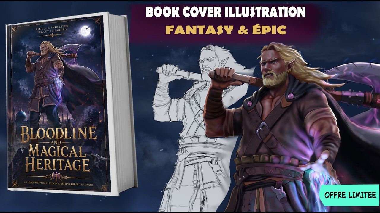 réaliser une illustration de personnage fantasy épique en couleur complète style semi réaliste