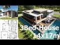 Sketchup 3 bedroom Exterior House Design 14x17m from Blueprint Plan Sketchup 3 bedroom Exterior House Design 14x17m from Blueprint Plan