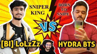 SNIPER KING VS BORN TO SNIPE | [BI] LoLzZz Vs Hydra BTS | LONGEST FIGHT ? | HYDRA VS BI |PUBG MOBILE