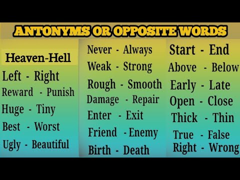 Antonym | Opposite words | 60 most important Antonyms in English