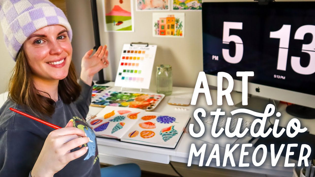 ARTIST REVEALS: Studio Makeover TRANSFORMATION | Cozy Art Studio Vlog ...