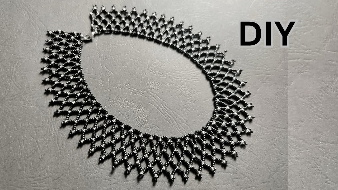 Seed Bead netted necklace, beaded necklace tutorial step by step for beginners