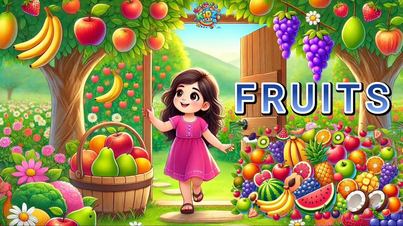 Fun & Colorful Fruit Rhyme for Kids | Learn Fruits with Smiling Cartoons!