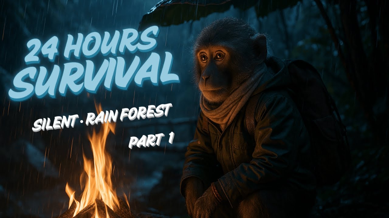 24 HOURS OF SURVIVAL OF A MONKEY IN THE RAIN FOREST ⛈️ | 24 HOURS OF ...