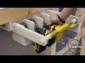 woodworking power tool station idea! / sliding hidden tool rack  / plywood / stanley fatmax v20