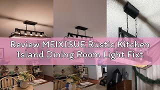 Famous Review MEIXISUE Rustic Kitchen Island Dining Room Light Fixture Farmhouse Linear Chandelier Black an Profile