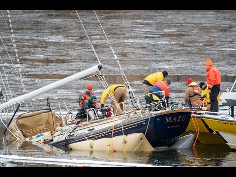 Sunken Sailboat Risen From Floor Of Hamburg Cove, Lyme CT.