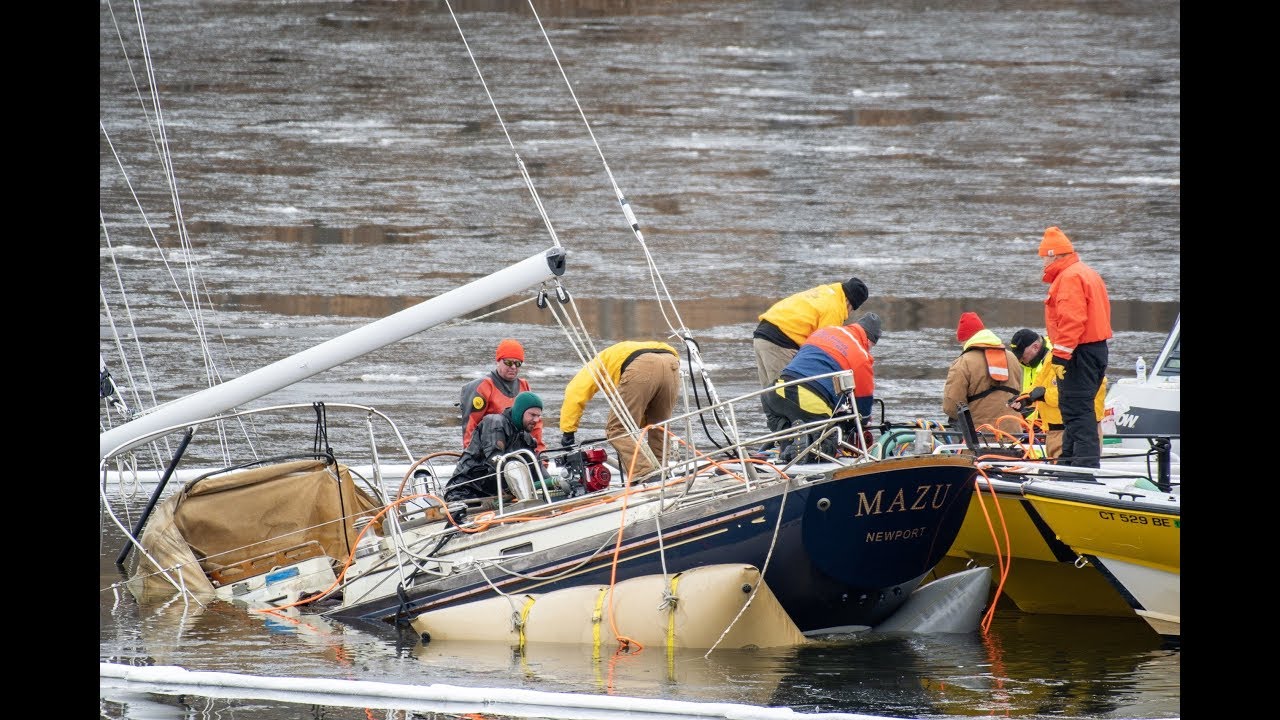 Sunken Sailboat Risen From Floor Of Hamburg Cove, Lyme CT. YouTube