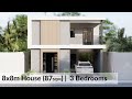 8x8m House Design | 2 Story House with 3 Bedrooms