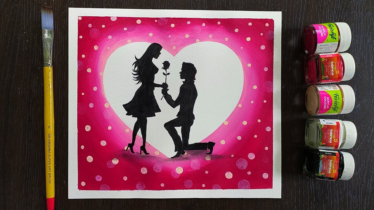 Romantic Propose Couple Acrylic painting | Step by step for beginners | Art by Sanatan Hansda 😍