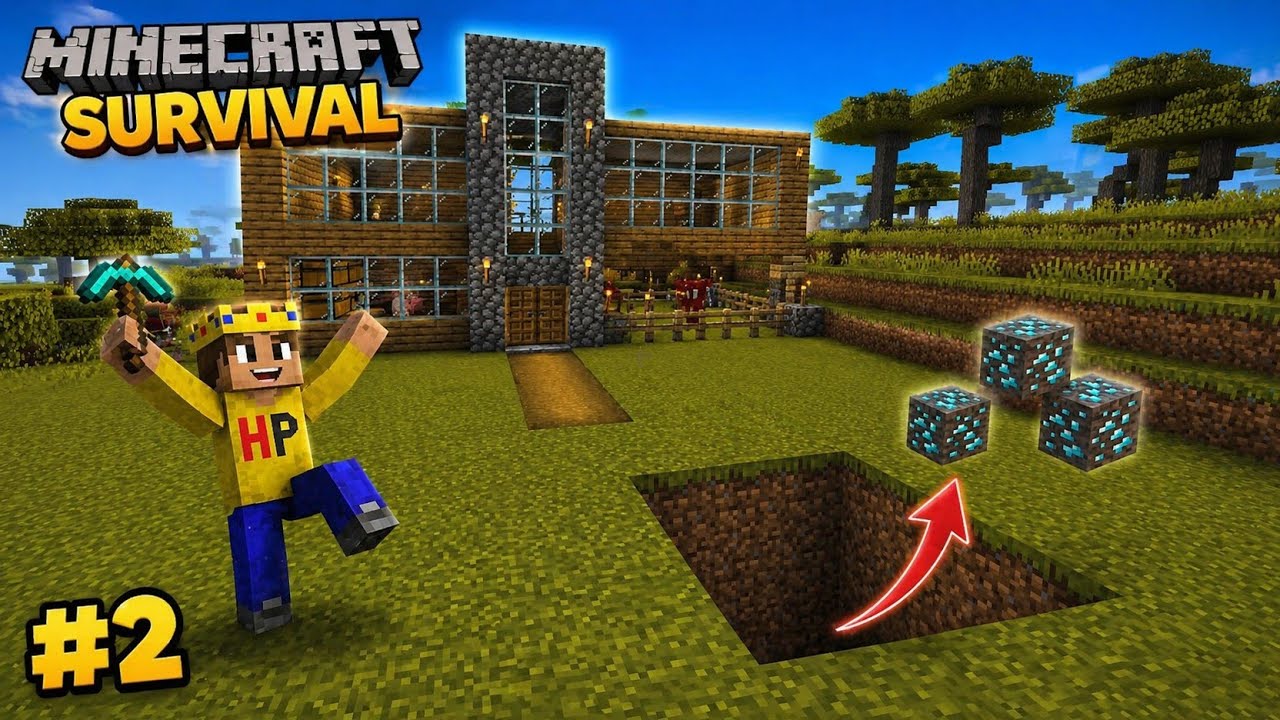 My First Diamond Find in Minecraft Survival | Hindi Gameplay #2 - YouTube