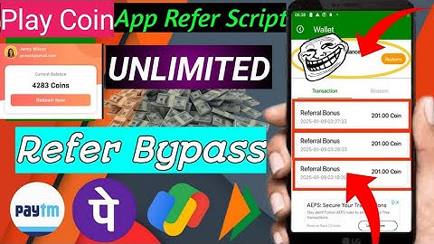 PlayCoin App Refer Script| mrewards coin adder script , Mrewards, Mgamer Refer Bypas Trick
