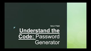 Understand the Code: Password Generator