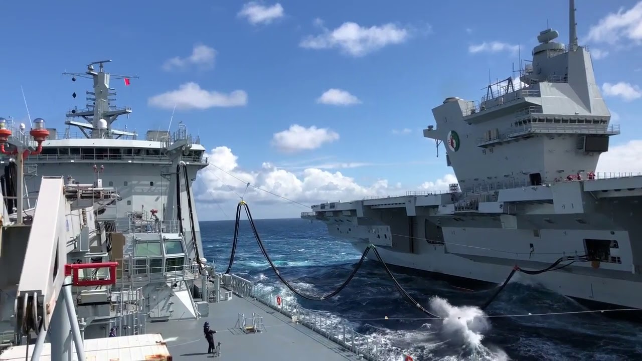 video to gif HMS Queen Elizabeth, first RAS