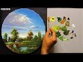 A ROUND OIL PAINTING Landscape BY Yasser Fayad