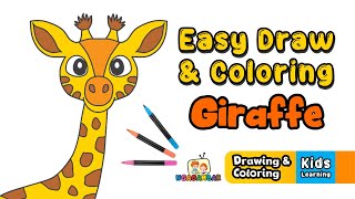 Easy Draw and coloring cute Giraffe for kids