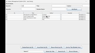 Library Management System (DSA - Java Swing)