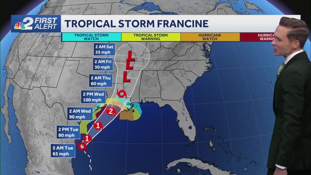 Tropical Storm Francine to become a hurricane in the Gulf today - YouTube