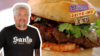 Guy Fieri Eats a DOUBLE-Fried Chicken Sandwich | Diners, Drive-Ins and Dives | Food Network