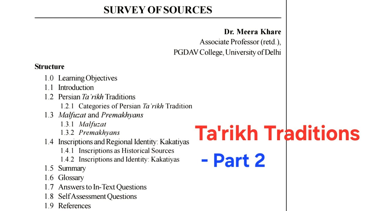 Part 2 | History of India 1200 - 1550 I Survey of Sources BA Prog. 3rd Semester