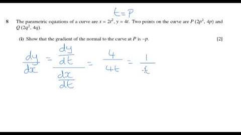 OCR Core 4 Jan 2007 q8i - A2 Maths - Parametric Equations