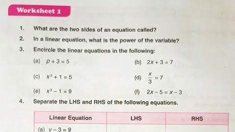 Dav Class 6 Math Chapter 7 Worksheet 1 || Linear Equations || Introduction Of Linear Equations ||