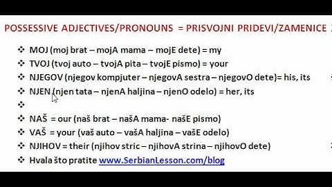 Serbian Lesson - Possessive adjectives/pronouns