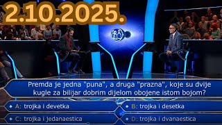 Tko želi biti milijunaš - 2.10.2025. - Prva epizoda nove sezone