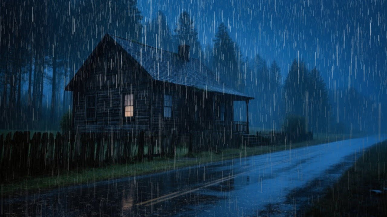 Heavy Rain on Cabin Roof at Night | Calming Rain Sounds for Deep Sleep ...